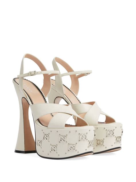 gucci white snakeskin platform sandals|Gucci platform sandals.